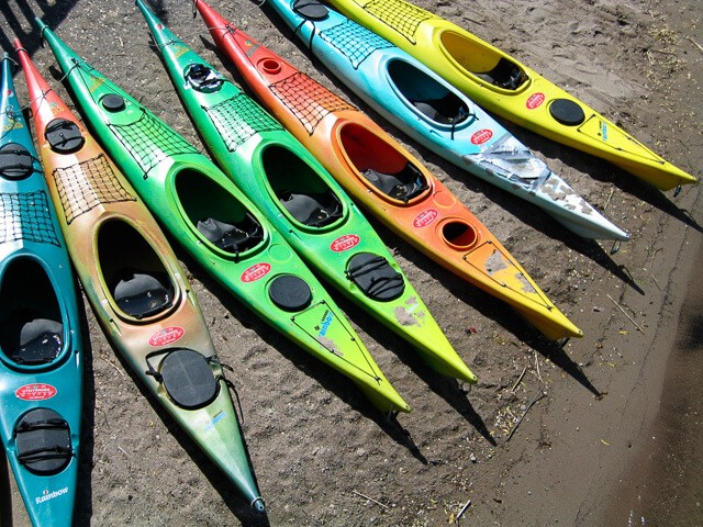 multi coloured kayaks